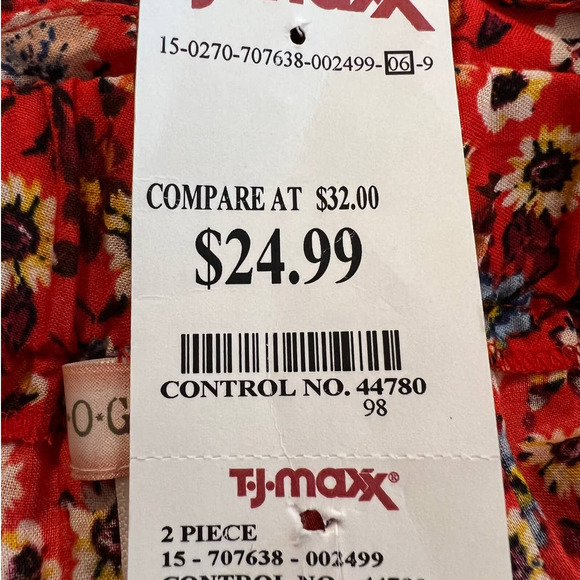 New BOG Collective Short Set in Orange Red Multicolored Floral Size Medium - Picture 6 of 6